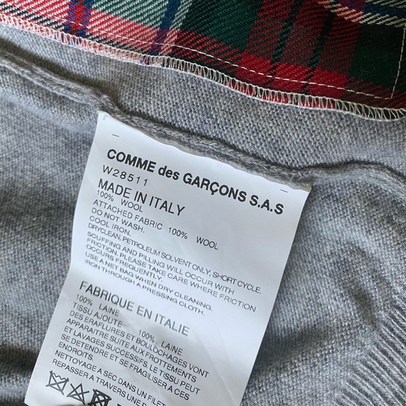Comme des Garcons Shirt Maglie Gray Red Plaid wool cardigan medium - Picture 3 of 7